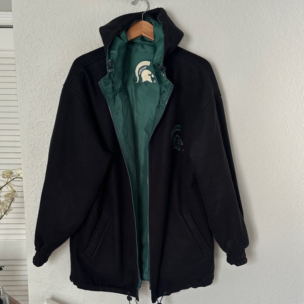Michigan State Spartans Nylon Hooded Jacket Reversible College Football Full Zip